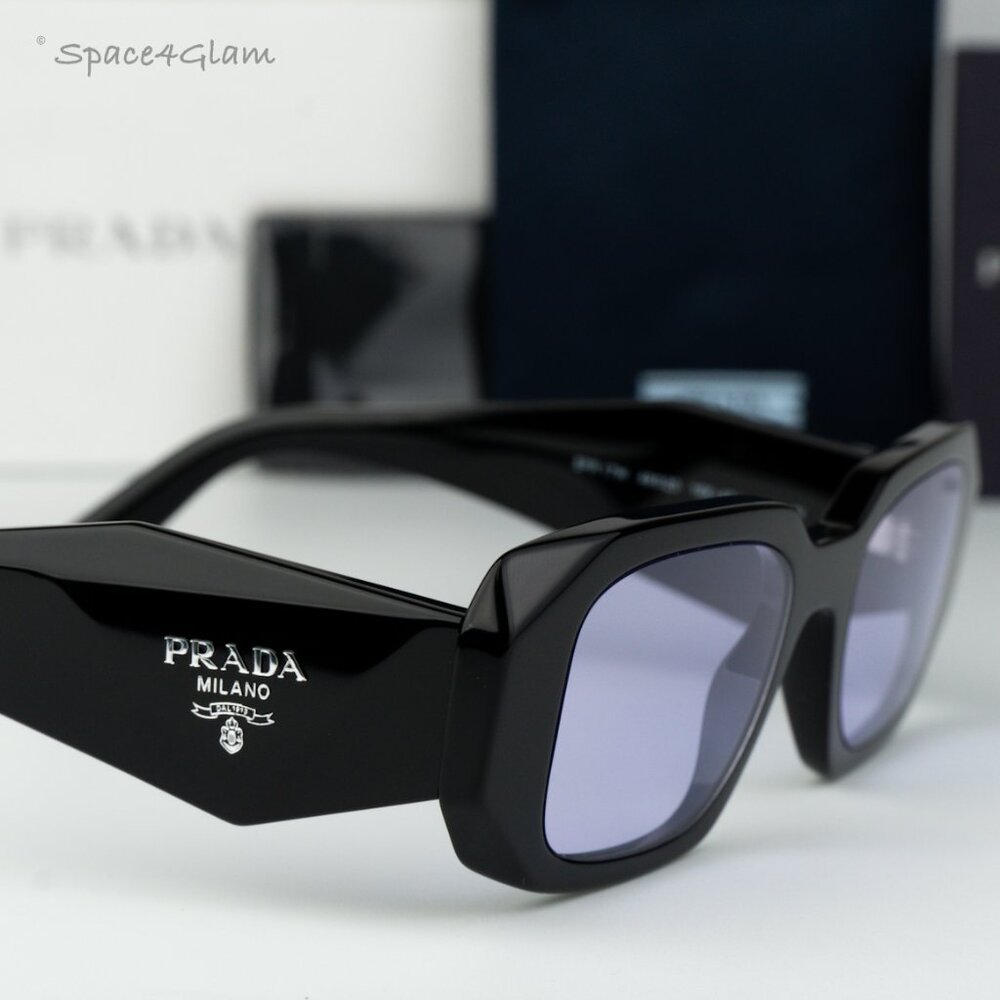 BRAND NEW Prada PR17WS 16K40J Black Violet Rectangle Unisex Sunglasses